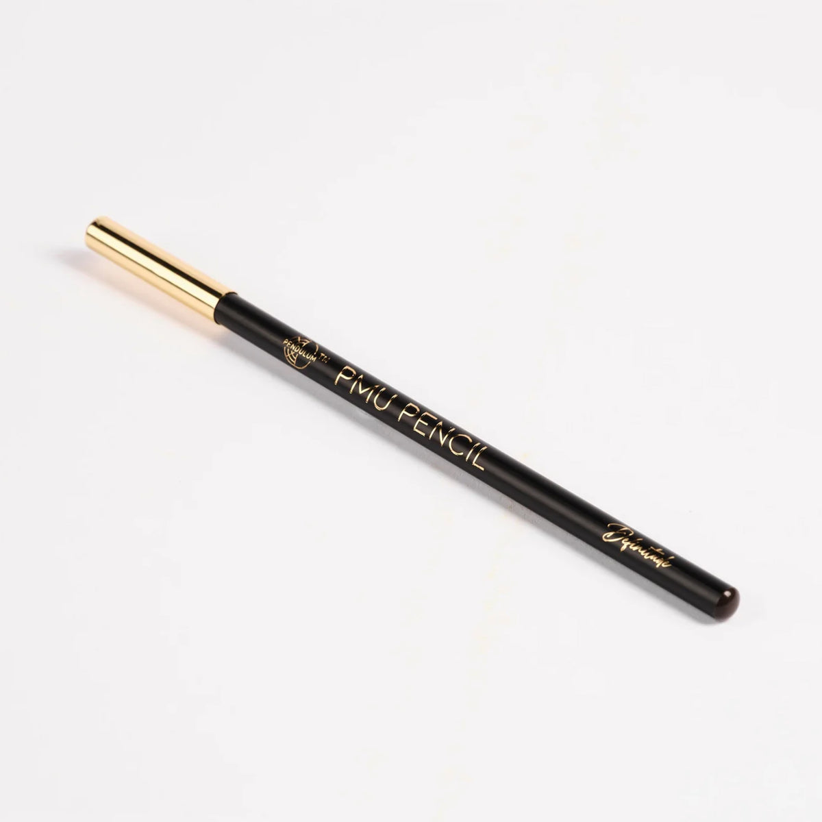 Definitude PMU Brow Pencil with an angled tip and gold branding, designed for precise brow mapping and shaping, displayed on a white background.