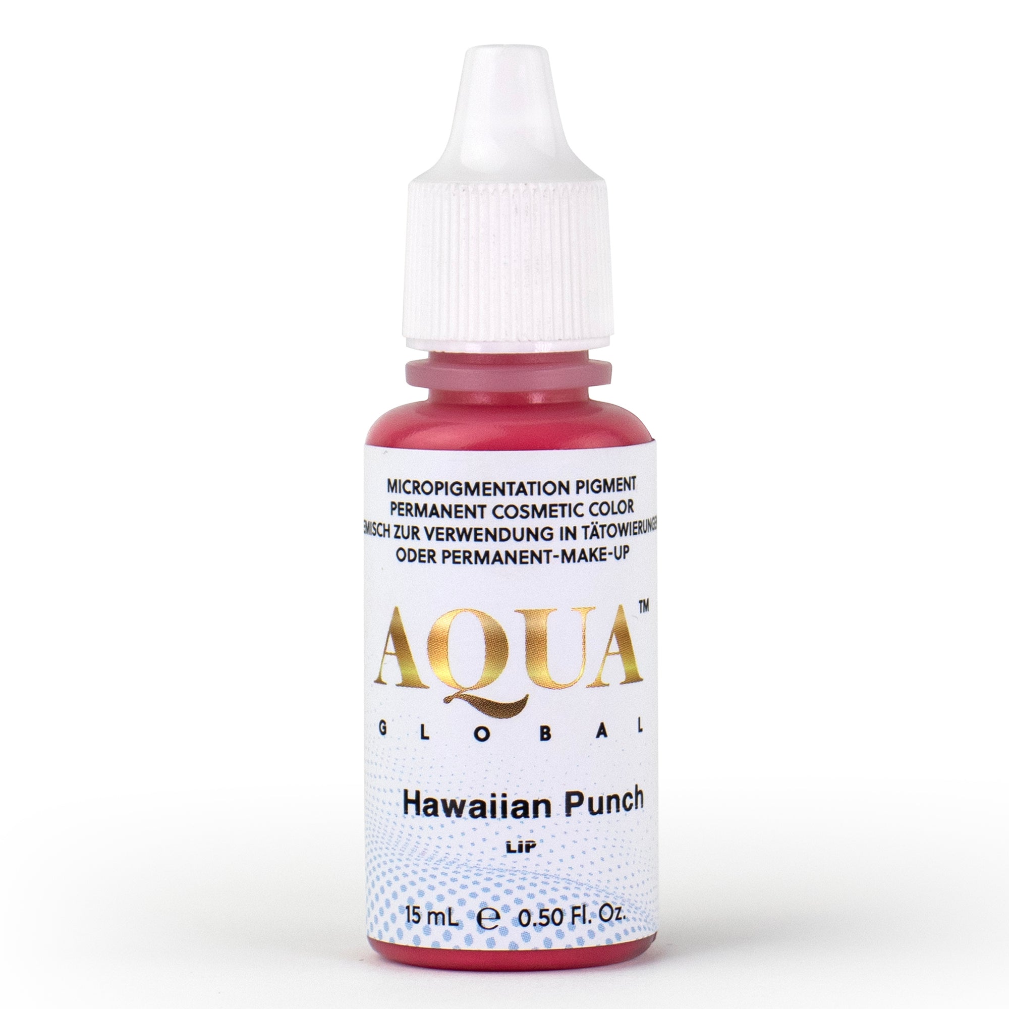 Aqua Global Hawaiian Punch PMU pigment in a vibrant pink-red hybrid shade, one of Teryn Darling’s favorite lip pigments. Loved for creating lively, fresh lips with a bright, feminine tone and beautiful color retention in healed results.

