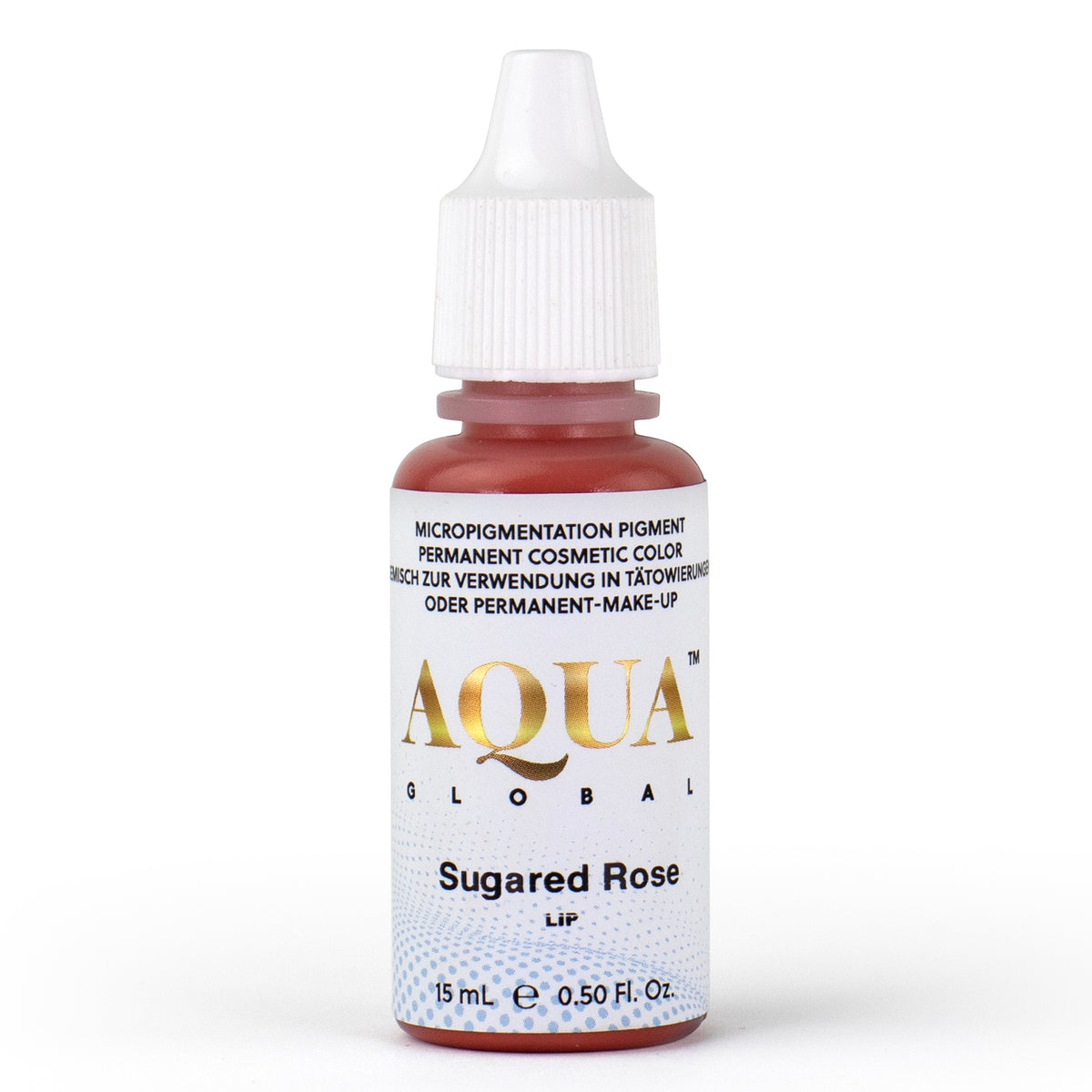 Aqua Global Sugared Rose PMU pigment bottle in a soft neutral-pink hybrid shade, one of Teryn Darling’s favorite lip pigments. Perfect for creating natural-looking, soft pink lips with balanced warmth and beautifully healed results in permanent makeup.
