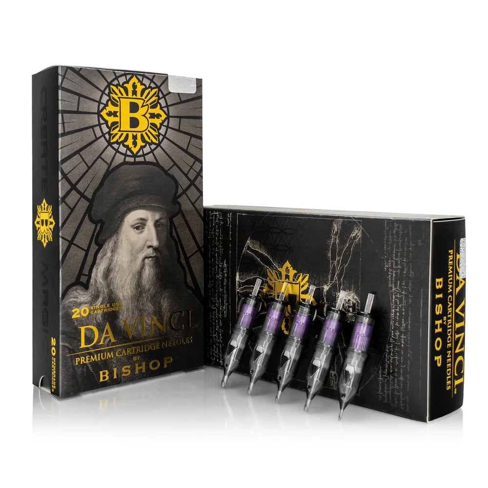 Upgrade your PMU &amp; tattoo game with the Da Vinci V2 Premium Cartridge Needles. Each box includes 20 individually sealed, EO gas-sterilized cartridges. Designed for smooth pigment flow, precision, and client comfort.