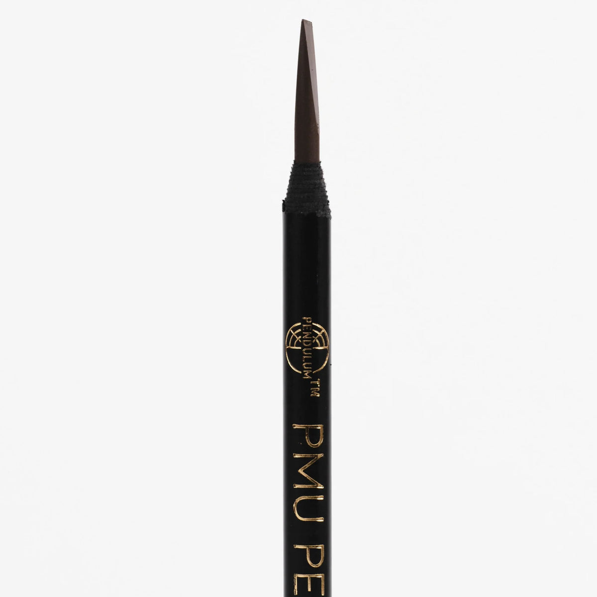 Close-up of the Definitude PMU Brow Pencil showing its precision tip and gold logo design on a white background.