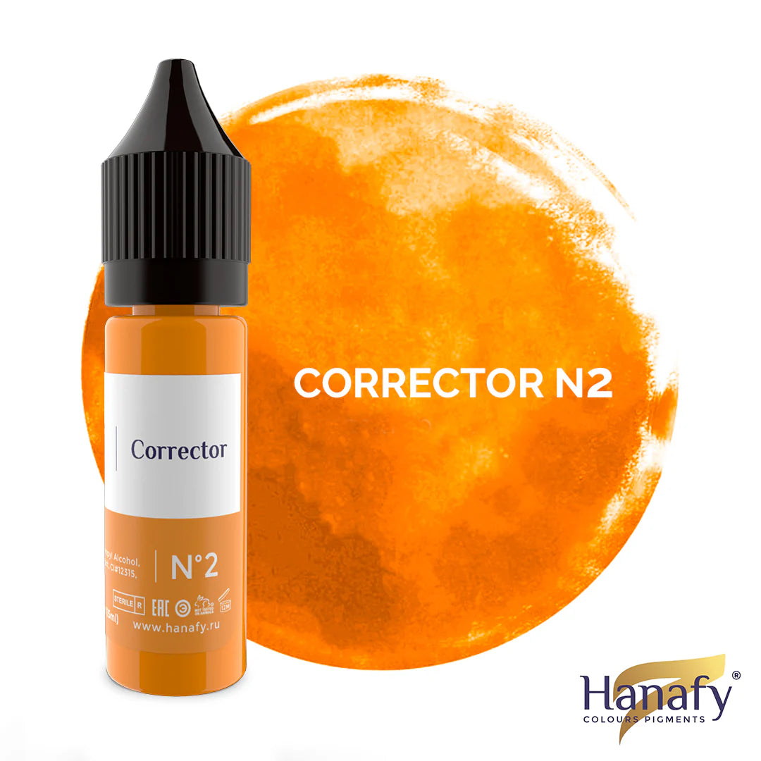 Hanafy Corrector N2 - Yellow-Orange PMU Pigment for Neutralizing Cool Brows &amp; Lips