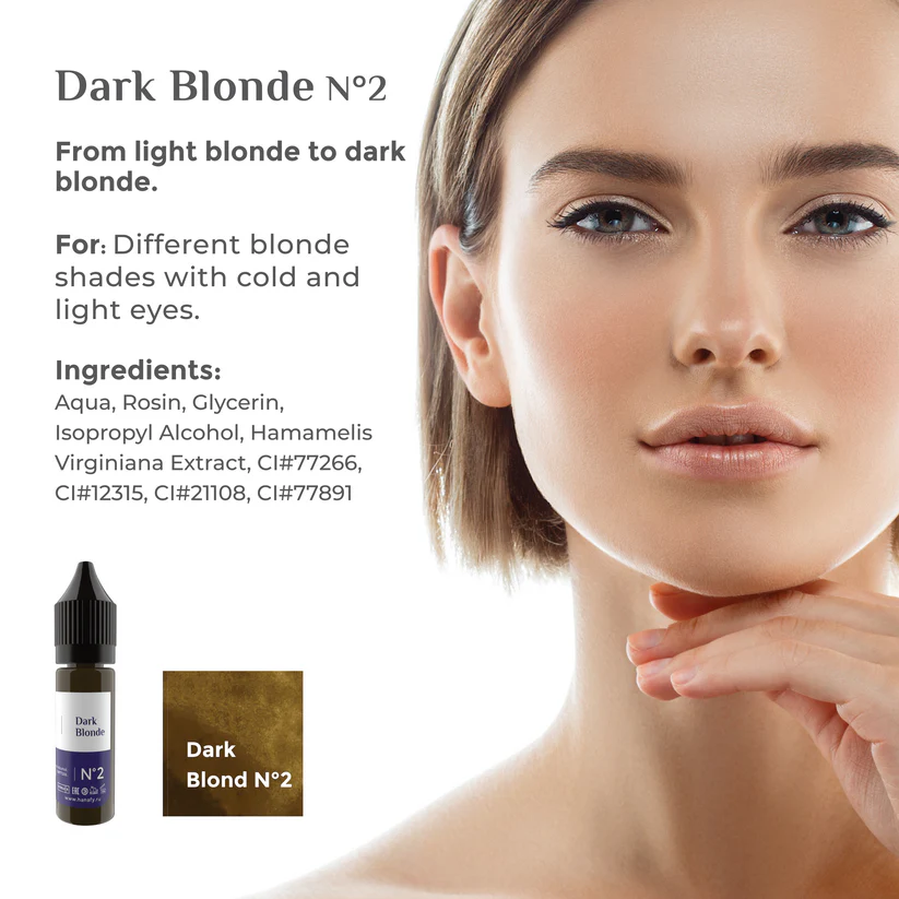 Closeup of Hanafy Dark Blonde N2 Pigment Bottle and Color Sample