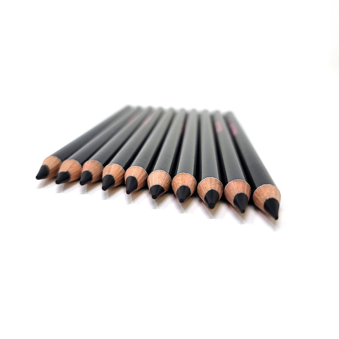 Girlz Ink black brow mapping pencils in a 10-pack, designed for PMU and microblading artists to create precise pre-draw outlines and clean eyebrow shapes before procedure.
