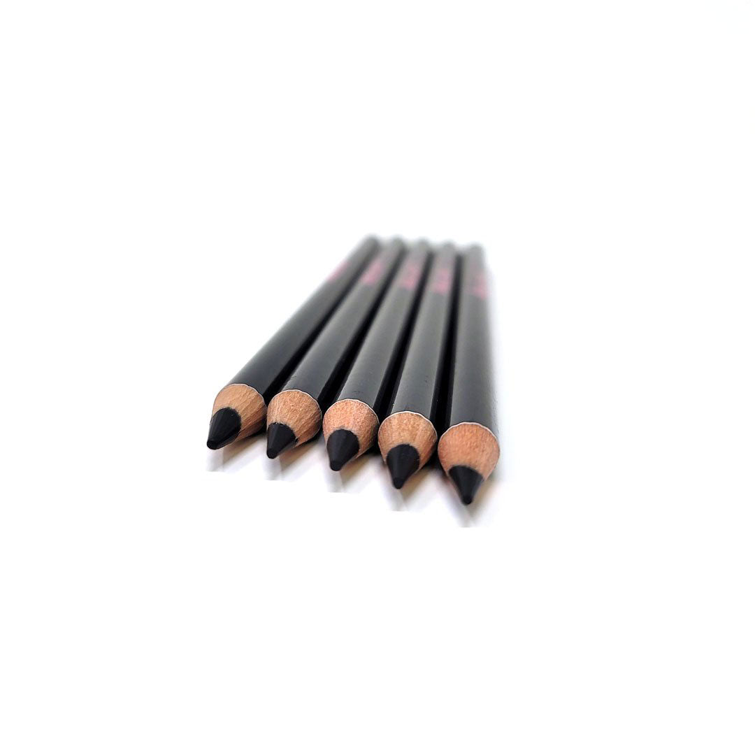 Girlz Ink black brow mapping pencils in a 5-pack, designed for PMU and microblading artists to create precise pre-draw outlines and clean eyebrow shapes before procedure.
