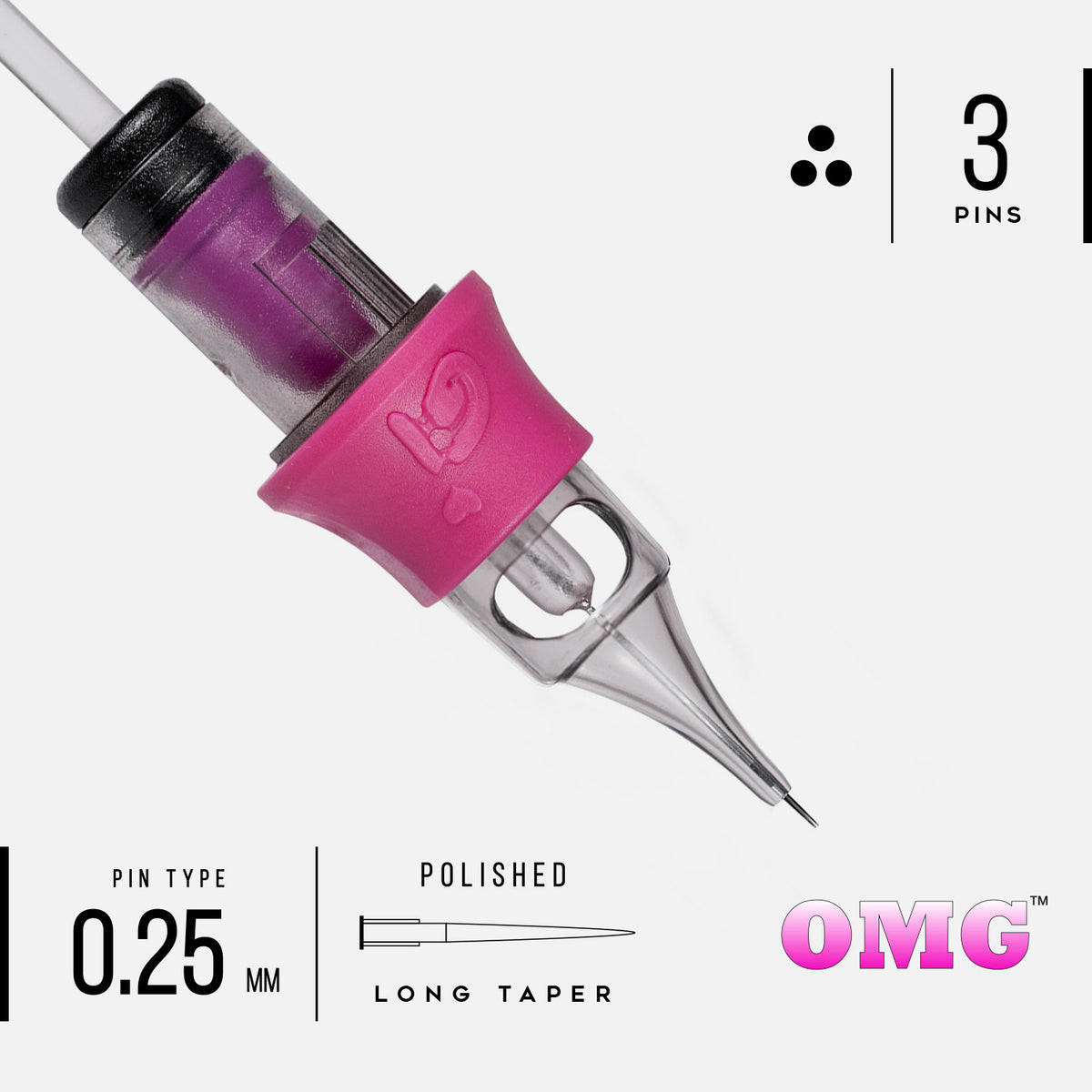 OMG Needles® – 3 Round Shader (.25mm / #8) – Box of 20