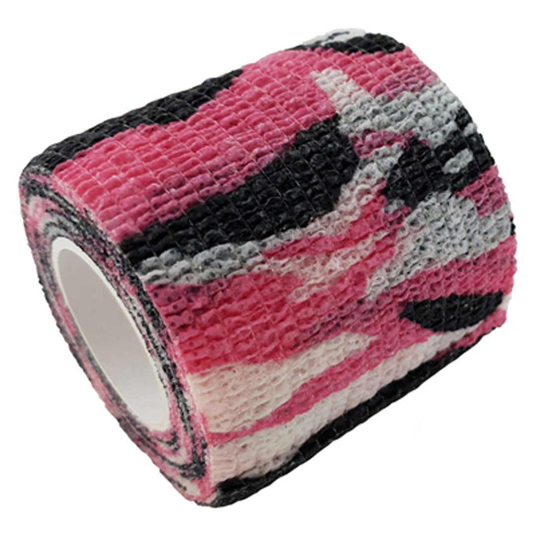 Pink camo self-adherent grip tape used by PMU and tattoo artists to improve machine grip, reduce vibration, and increase comfort during procedures.
