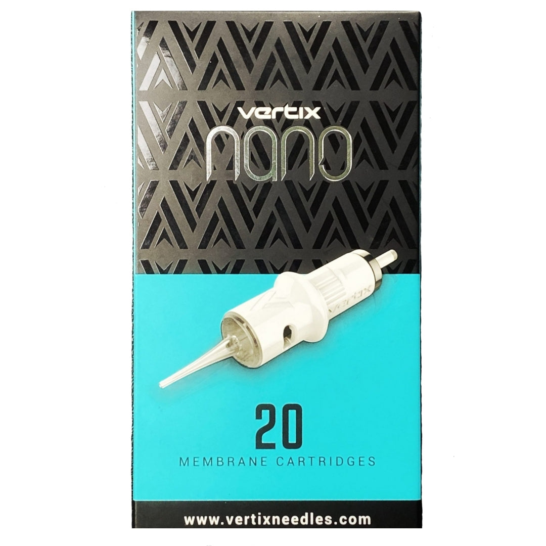 Close-up of Vertix 3 Round Liner Cartridge Needle #8 with 0.25mm diameter, designed for precise lash enhancements and fine eyeliner detailing.